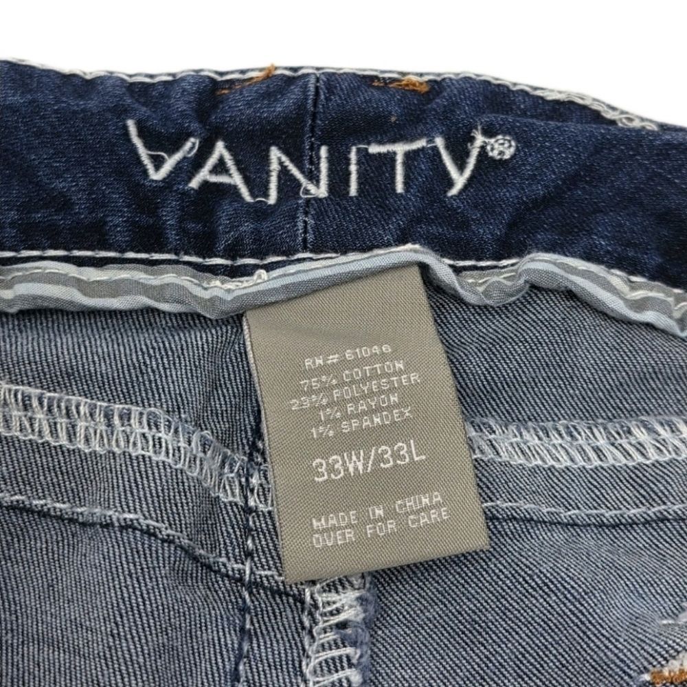 Vanity Uplift Orange Stitch Flare Blue Jeans 33x33 Mid-rise Women's NWT - Picture 9 of 15